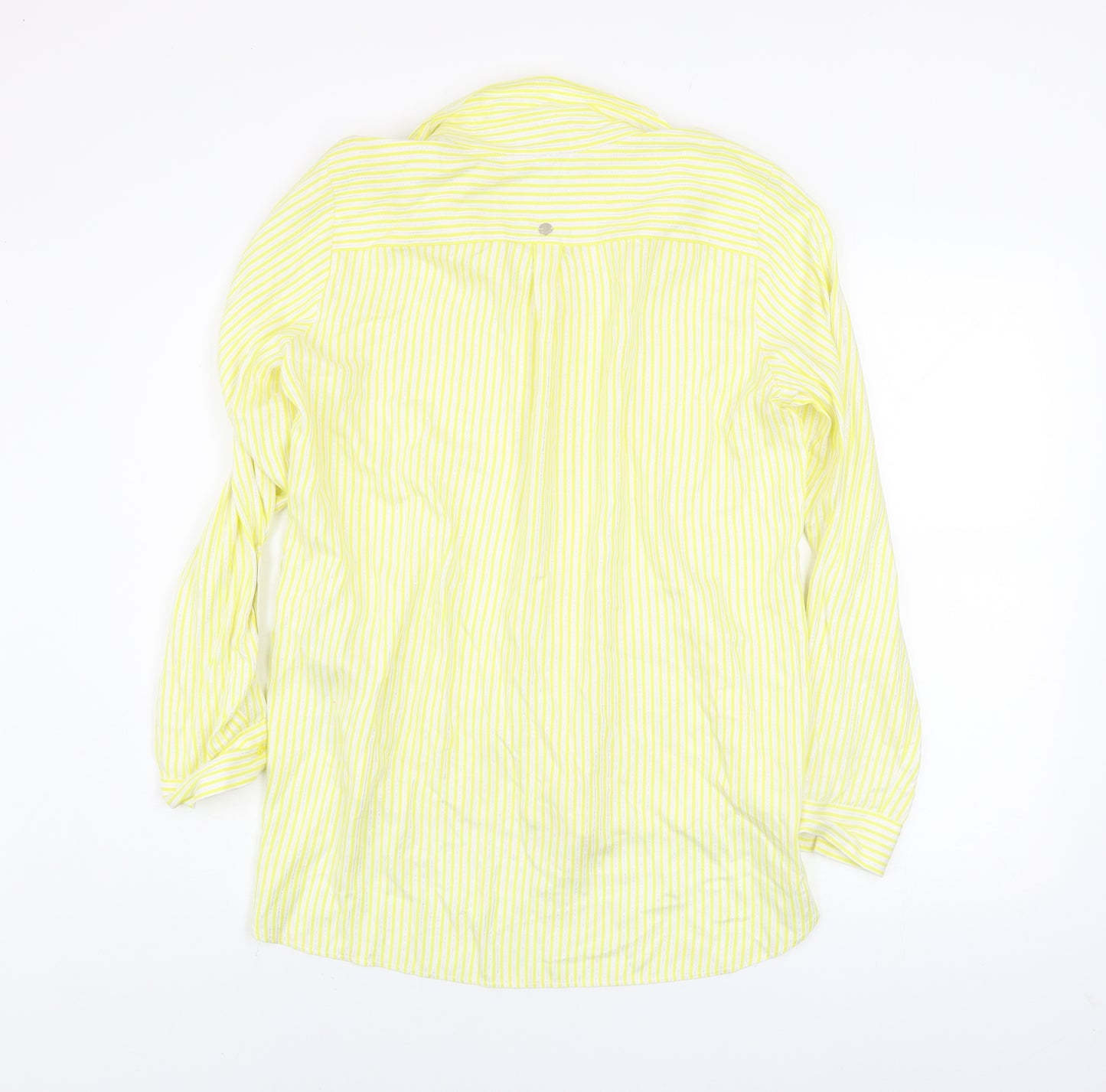 Taifun Women's Yellow Striped Button-Up Long Sleeve Blouse Size 12