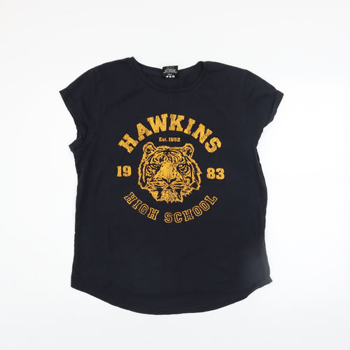 Last Exit to Nowhere Womens Black Hawkins High School Cotton T-Shirt Size L