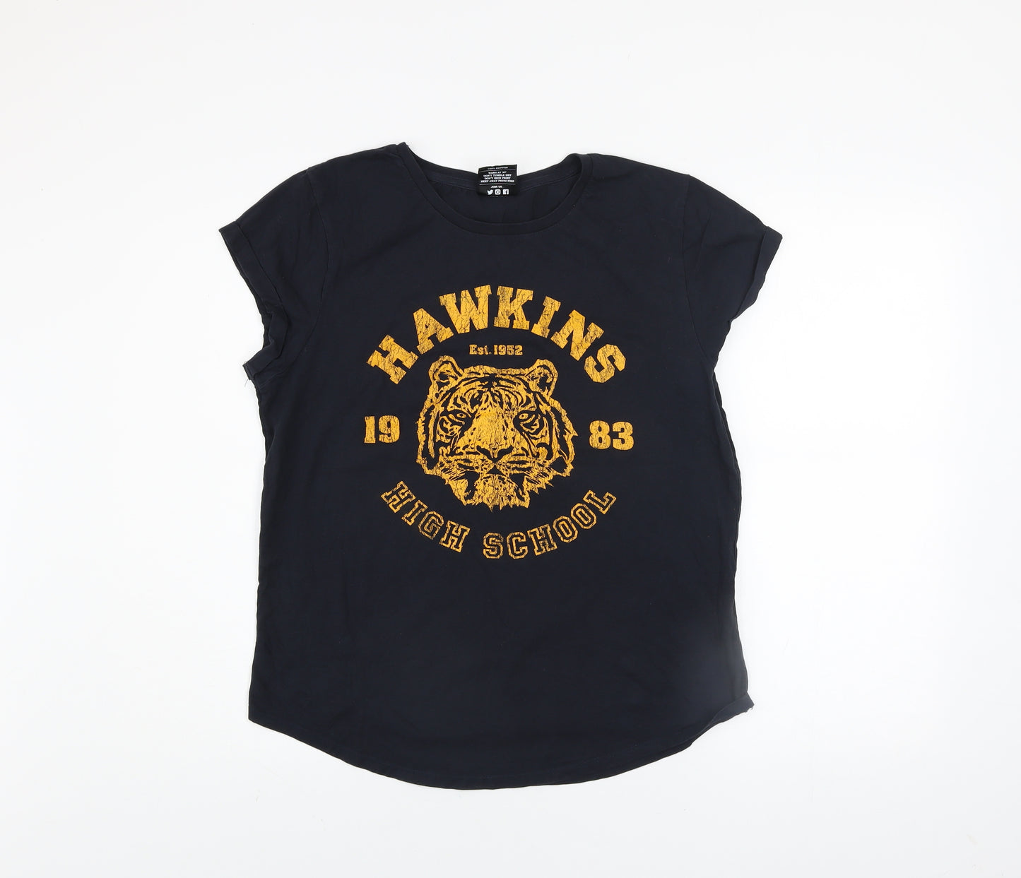 Last Exit to Nowhere Womens Black Hawkins High School Cotton T-Shirt Size L