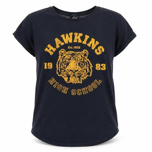 Last Exit to Nowhere Womens Black Hawkins High School Cotton T-Shirt Size L