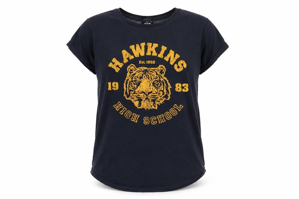 Last Exit to Nowhere Womens Black Hawkins High School Cotton T-Shirt Size L