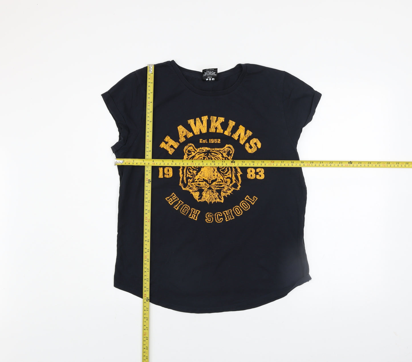 Last Exit to Nowhere Womens Black Hawkins High School Cotton T-Shirt Size L