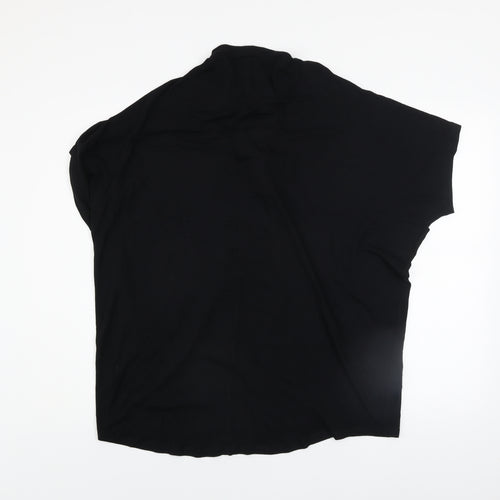Select Womens Black Lace Up Tunic Blouse UK 14 Relaxed Fit