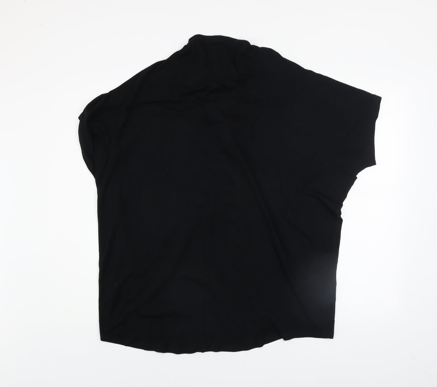 Select Womens Black Lace Up Tunic Blouse UK 14 Relaxed Fit