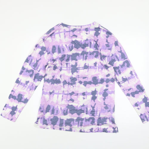 Marks and Spencer Women’s Multicoloured Tie Dye Long Sleeve V-Neck Cotton Modal T-Shirt Size 10
