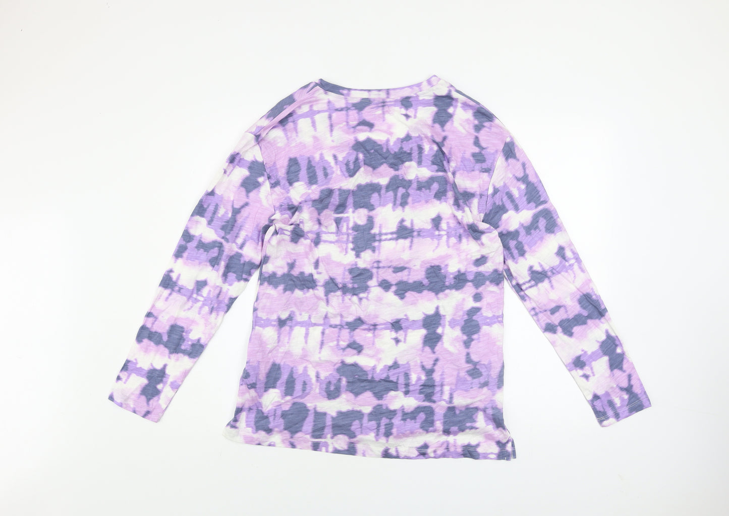 Marks and Spencer Women’s Multicoloured Tie Dye Long Sleeve V-Neck Cotton Modal T-Shirt Size 10