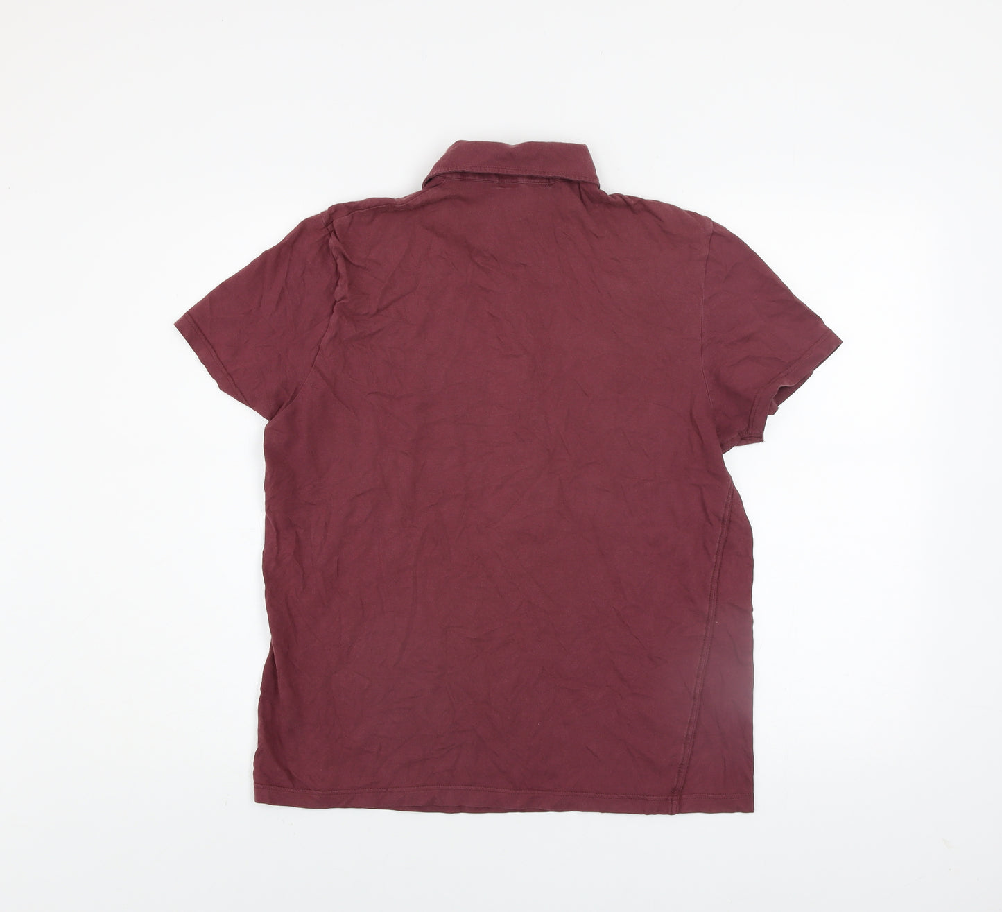 Topman Men's Maroon Short Sleeve Cotton Button-Up Shirt Size L