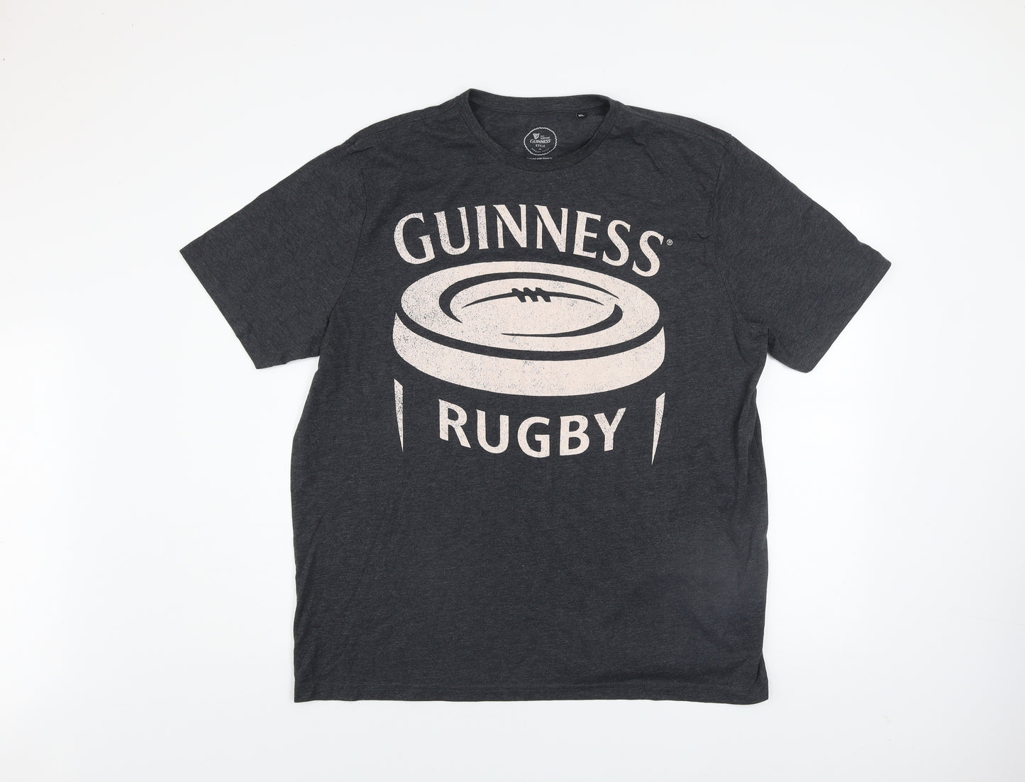 Guinness Men's Grey XL Rugby Beer Graphic Short Sleeve T-Shirt