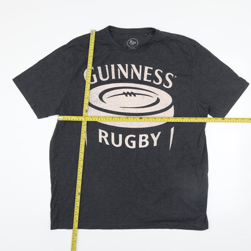 Guinness Men's Grey XL Rugby Beer Graphic Short Sleeve T-Shirt