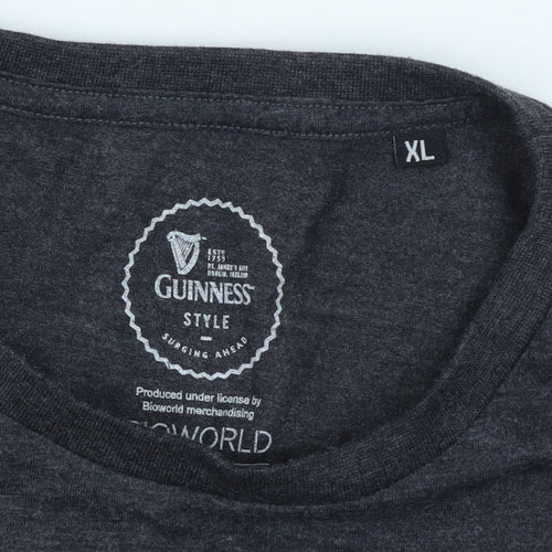 Guinness Men's Grey XL Rugby Beer Graphic Short Sleeve T-Shirt