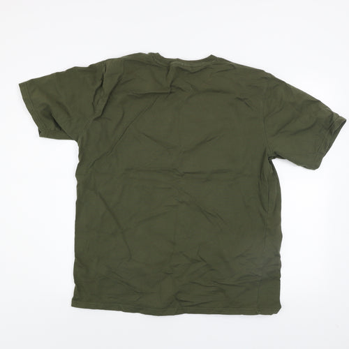 North Ridge Men's Green XL Funny Bear Fishing Graphic T-Shirt