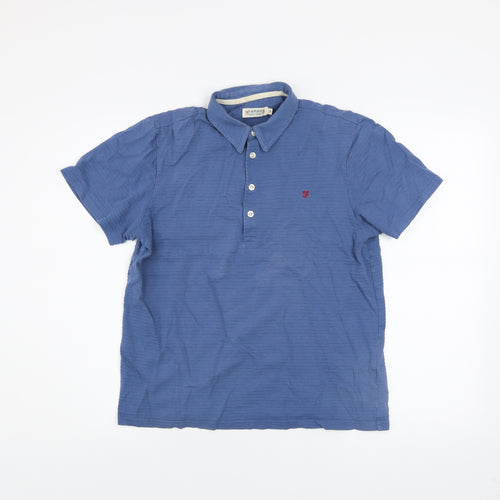 Farah Men's Blue Cotton Short Sleeve Polo Shirt Size S