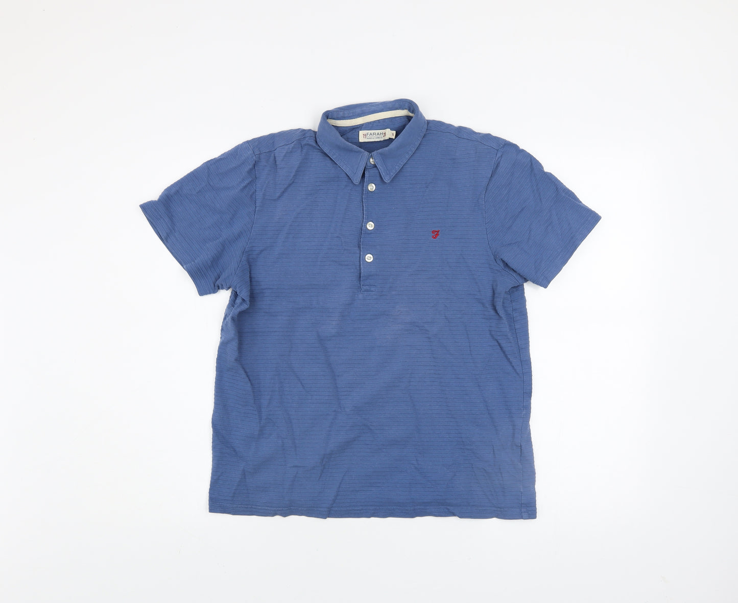 Farah Men's Blue Cotton Short Sleeve Polo Shirt Size S