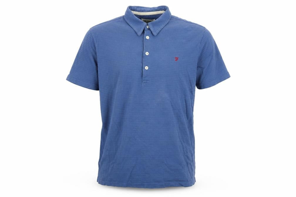 Farah Men's Blue Cotton Short Sleeve Polo Shirt Size S