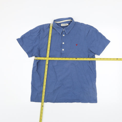 Farah Men's Blue Cotton Short Sleeve Polo Shirt Size S
