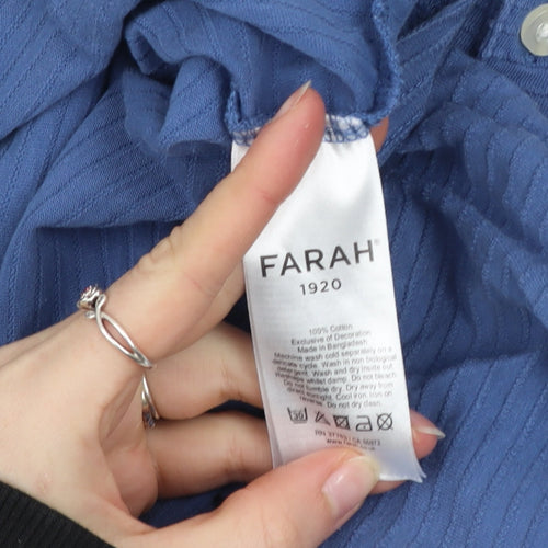 Farah Men's Blue Cotton Short Sleeve Polo Shirt Size S