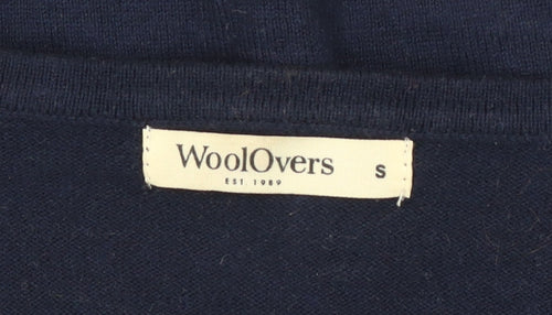 WoolOvers Men's Blue V-Neck Cotton Cashmere Jumper Size S