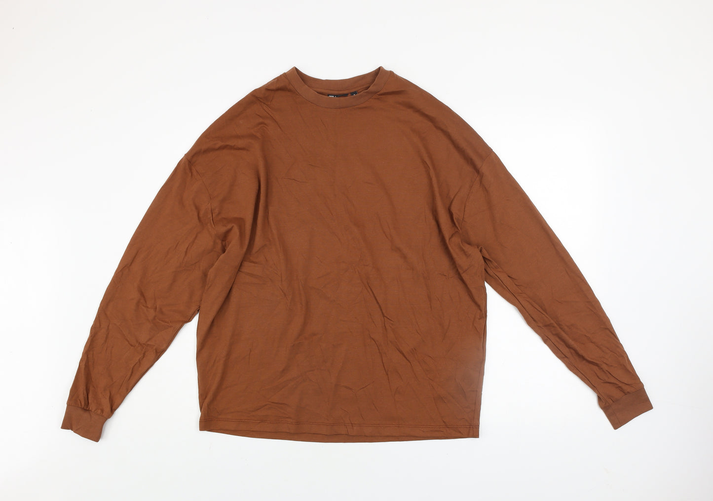 ASOS DESIGN Men’s Brown Long Sleeve Cotton Top XS Regular Fit