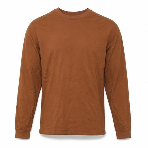 ASOS DESIGN Men’s Brown Long Sleeve Cotton Top XS Regular Fit
