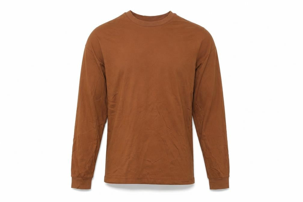 ASOS DESIGN Men’s Brown Long Sleeve Cotton Top XS Regular Fit