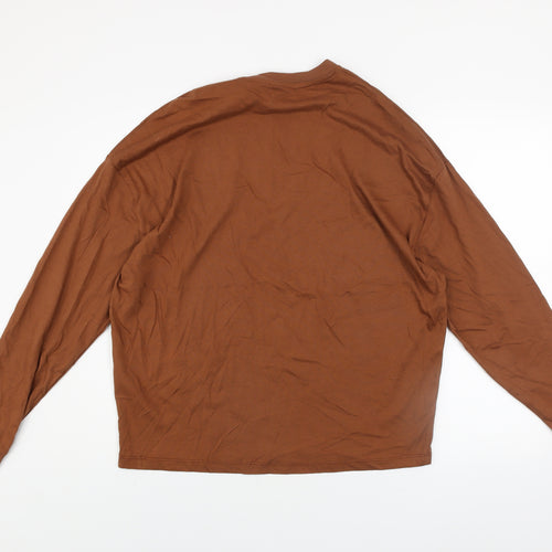 ASOS DESIGN Men’s Brown Long Sleeve Cotton Top XS Regular Fit