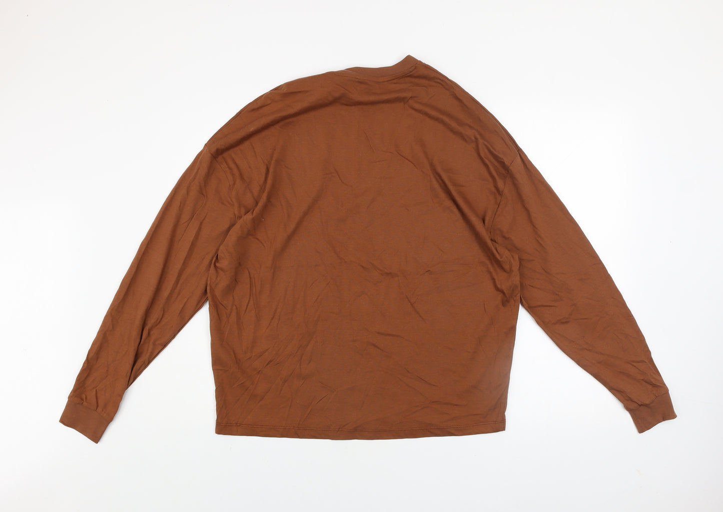 ASOS DESIGN Men’s Brown Long Sleeve Cotton Top XS Regular Fit