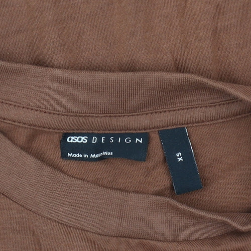 ASOS DESIGN Men’s Brown Long Sleeve Cotton Top XS Regular Fit