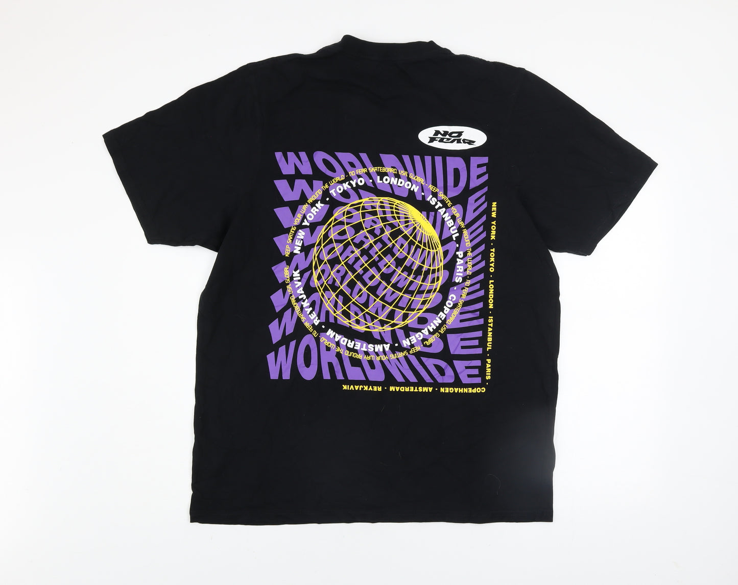 No Fear Men's Black XL Graphic Print Crew Neck Cotton T-Shirt