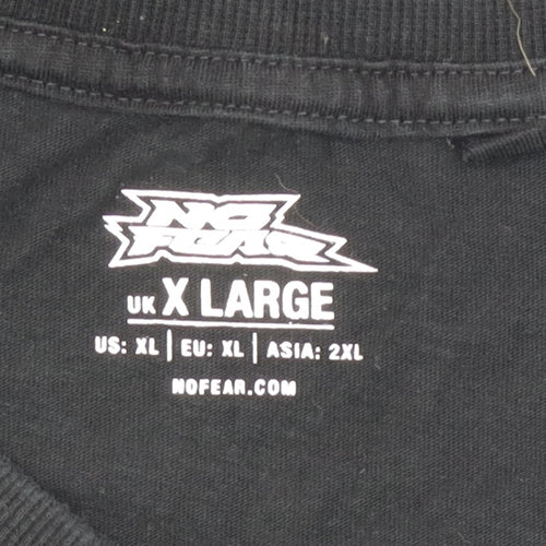 No Fear Men's Black XL Graphic Print Crew Neck Cotton T-Shirt