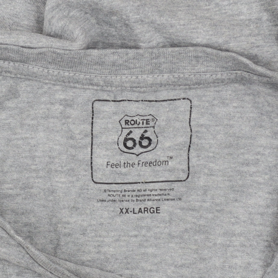 Route 66 Men’s Grey 2XL Graphic Motorcycle T-Shirt Cotton Crew Neck