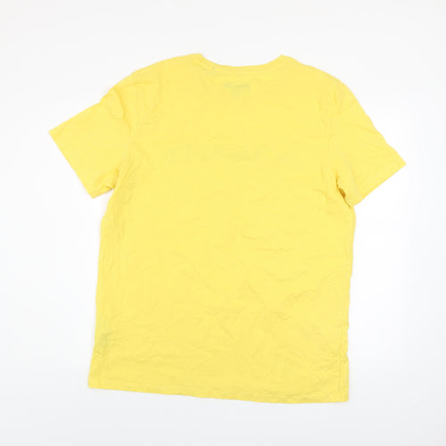 Jack & Jones Men’s Yellow Graphic Print Cotton T-Shirt Size 2XL