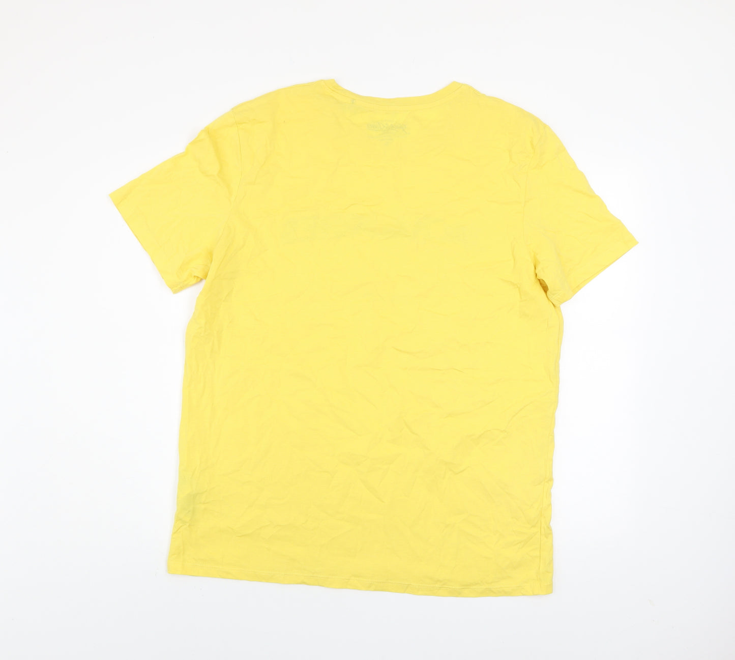 Jack & Jones Men’s Yellow Graphic Print Cotton T-Shirt Size 2XL