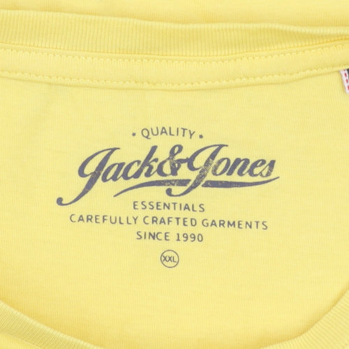 Jack & Jones Men’s Yellow Graphic Print Cotton T-Shirt Size 2XL