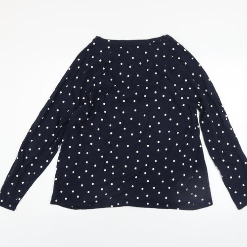 Marks and Spencer Women Blue Polka Dot Cotton Long Sleeve T-Shirt Size 16
