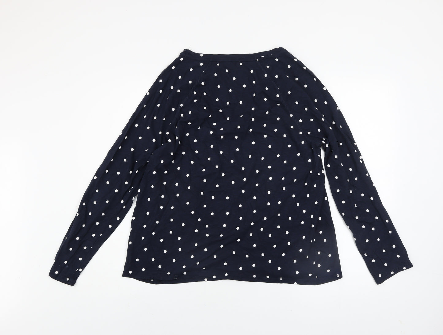 Marks and Spencer Women Blue Polka Dot Cotton Long Sleeve T-Shirt Size 16