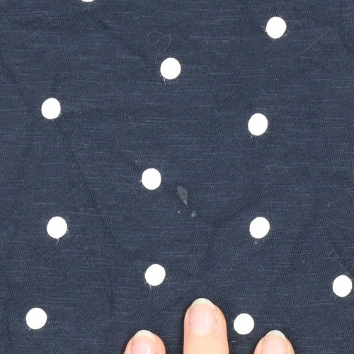 Marks and Spencer Women Blue Polka Dot Cotton Long Sleeve T-Shirt Size 16