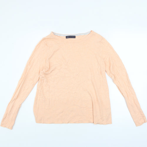 Marks and Spencer Women's Beige Cotton Blend Long Sleeve Jumper Size 12