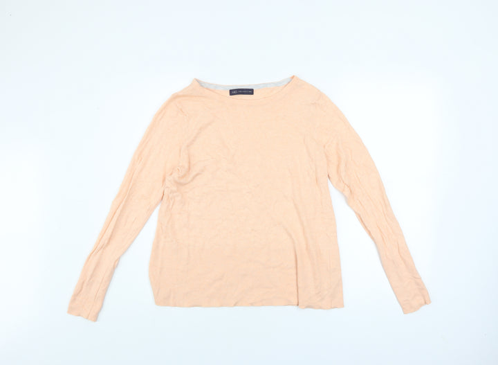 Marks and Spencer Women's Beige Cotton Blend Long Sleeve Jumper Size 12
