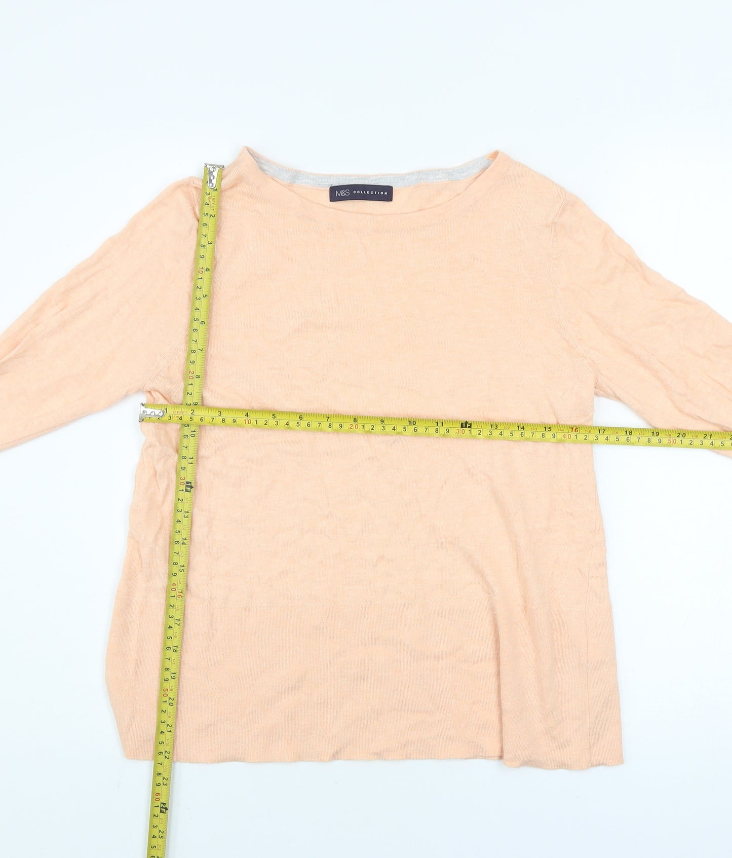 Marks and Spencer Women's Beige Cotton Blend Long Sleeve Jumper Size 12