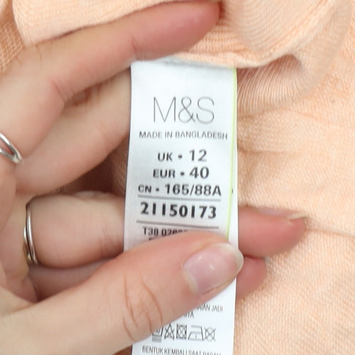 Marks and Spencer Women's Beige Cotton Blend Long Sleeve Jumper Size 12