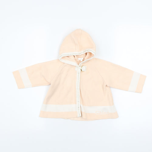 Chloé Girls Beige Hooded Knit Coat 2 Years Cotton Wool Blend