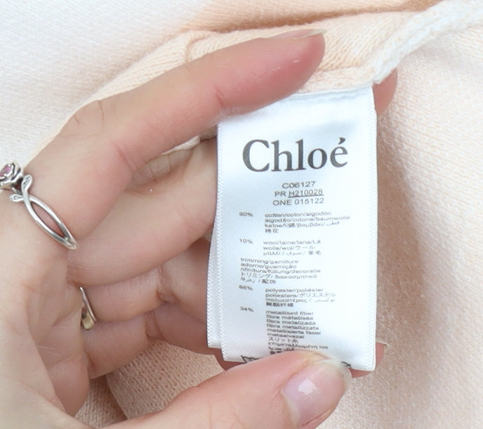 Chloé Girls Beige Hooded Knit Coat 2 Years Cotton Wool Blend