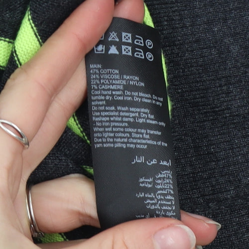 Mint Velvet Women’s Grey Mock Neck Striped Knit Jumper Size M