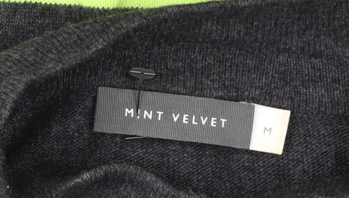 Mint Velvet Women’s Grey Mock Neck Striped Knit Jumper Size M