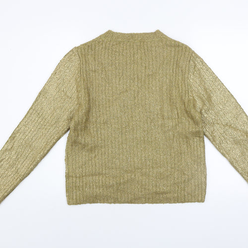 Zara Women's Green Cable-Knit Acrylic Jumper Size 12