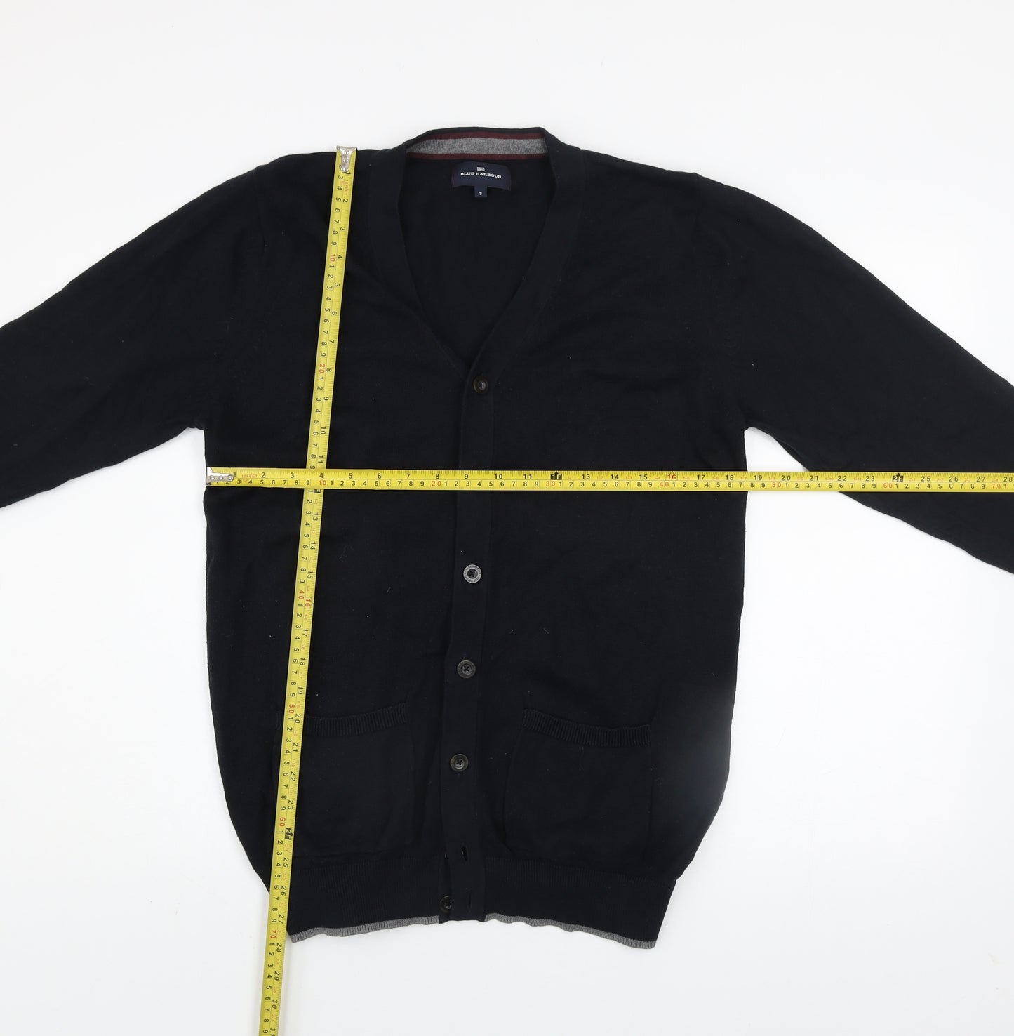 Marks and Spencer Men's Black Cotton Long Sleeve Cardigan S