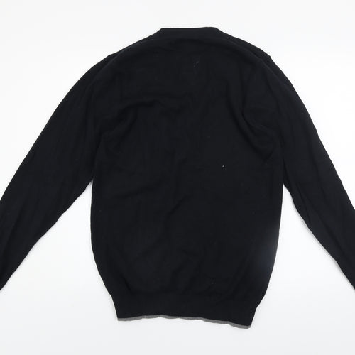Marks and Spencer Men's Black Cotton Long Sleeve Cardigan S