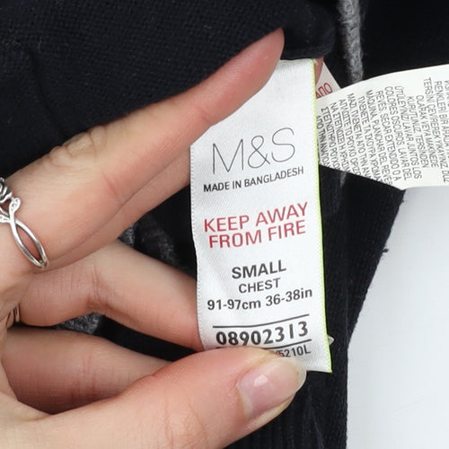 Marks and Spencer Men's Black Cotton Long Sleeve Cardigan S