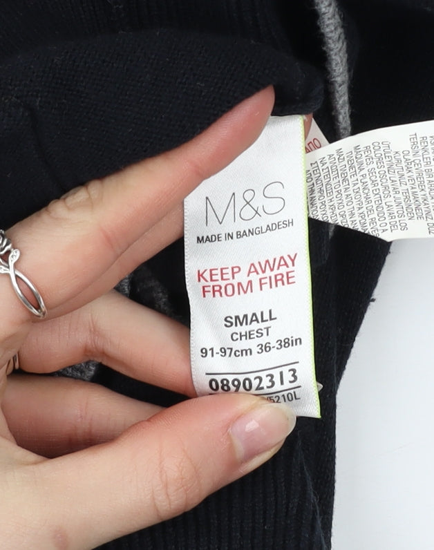 Marks and Spencer Men's Black Cotton Long Sleeve Cardigan S