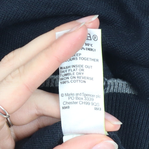 Marks and Spencer Men's Black Cotton Long Sleeve Cardigan S